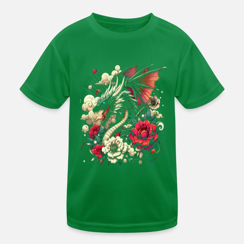 Blumendrachen-T-Shirt Ätherisches Design mit Stil Kinder Funktions-T-Shirt