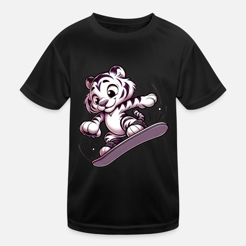 Cute Snowboarder Tiger Kinder Funktions-T-Shirt