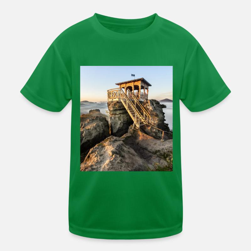 Hütte mit Aussicht Kinder Funktions-T-Shirt
