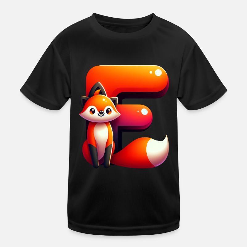 Cheerful fox with the letter E Kids Functional T-Shirt