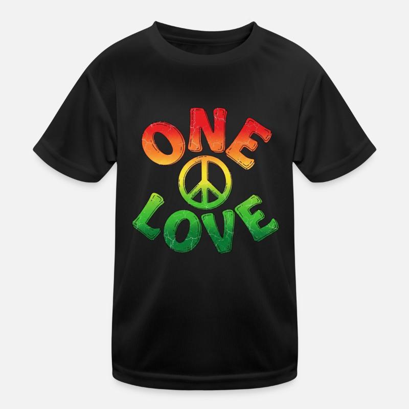 Bunte Peace-Liebe im Reggae-Look Kinder Funktions-T-Shirt