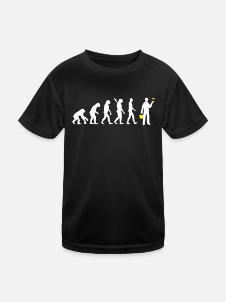 Painter - Evolution of Man / Darwin Yellow - Kids Functional T-Shirt - black - Front