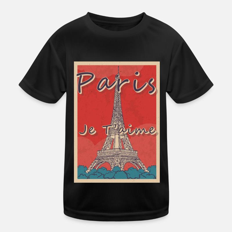 Eiffelturm Paris Fahrrad Liebe Blume aus Frankreic Kinder Funktions-T-Shirt