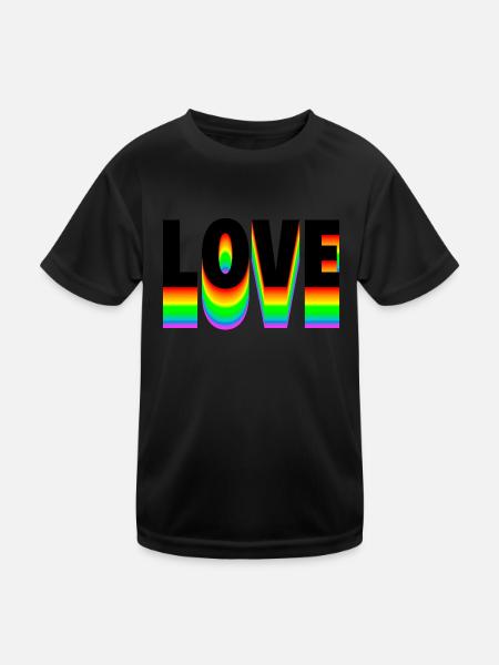 Love Text Rainbow - Kids Functional T-Shirt - black - Front