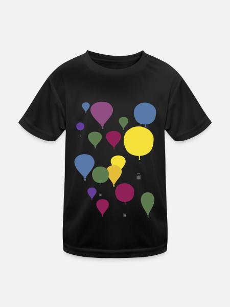 Bunte Ballone - Kinder Funktions-T-Shirt - Schwarz - Vorne