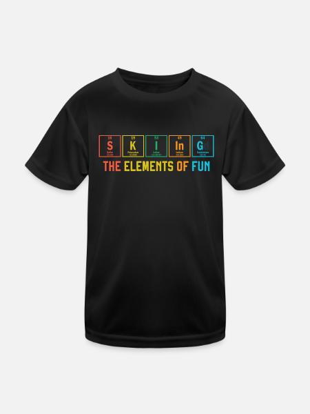 Skifahren Die Elemente des Skivergnügens Geschenk - Kinder Funktions-T-Shirt - Schwarz - Vorne