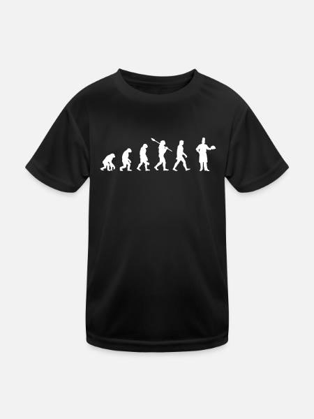 Koch - Evolution des Menschen / Darwin - Kinder Funktions-T-Shirt - Schwarz - Vorne