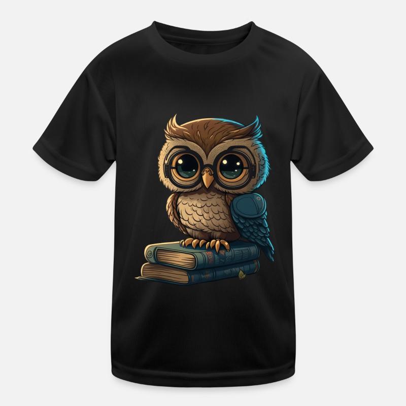 Owl And Books Kids Functional T-Shirt
