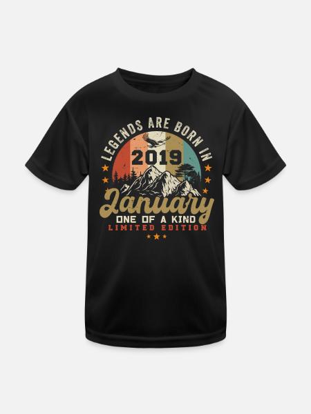 January vintage 2019 - 5th birthday gift - Kids Functional T-Shirt - black - Front