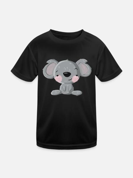 Flirt Koala - Kinder Funktions-T-Shirt - Schwarz - Vorne