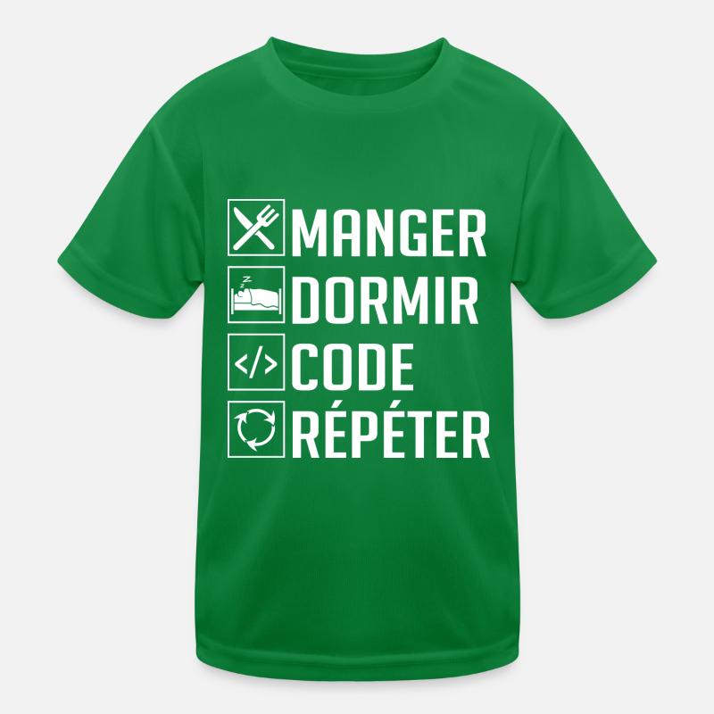 Manger, Dormir, Code, Répéter T-shirt sport Enfant