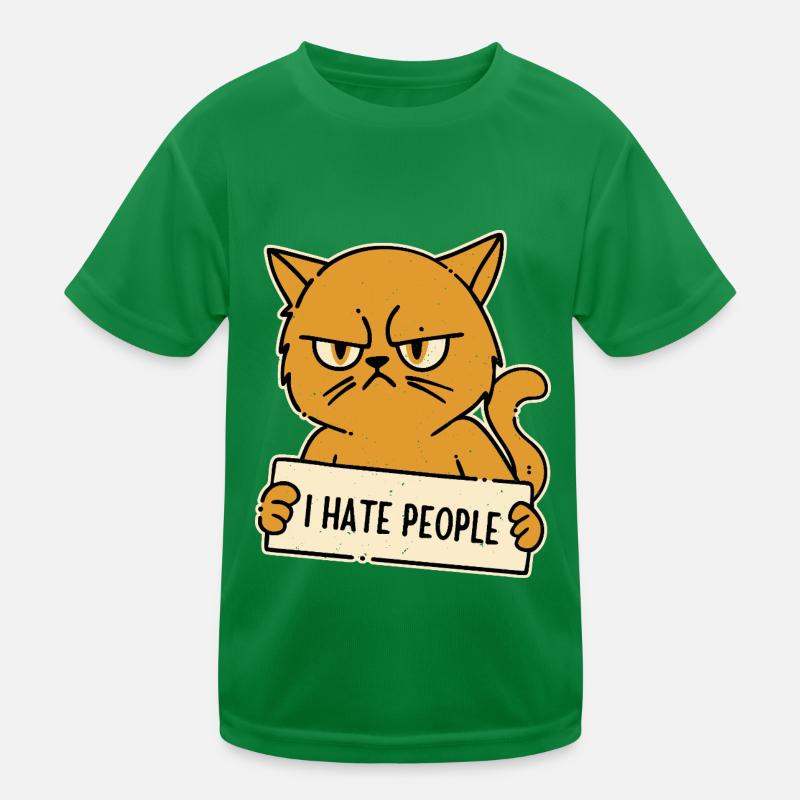 I Hate People Antisocial Cat Kids Functional T-Shirt