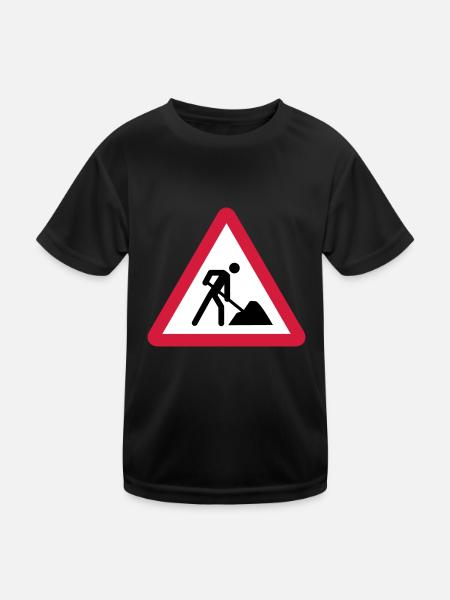Baustelle - Kinder Funktions-T-Shirt - Schwarz