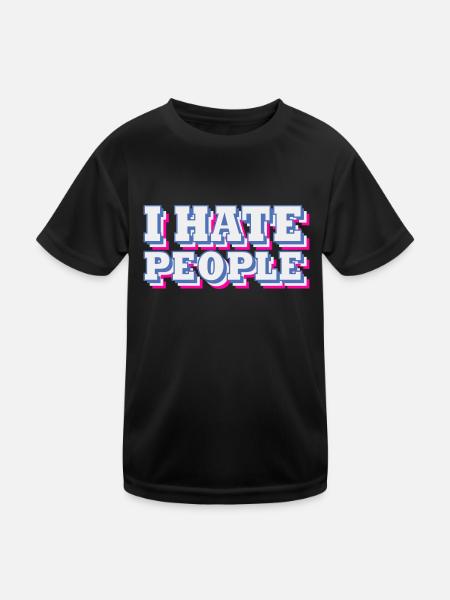 Ich hasse Menschen | Farben änderbar - Kinder Funktions-T-Shirt - Schwarz - Vorne