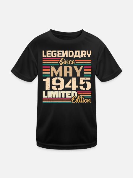 May 1945 May - Jubilee May 1945 - Kids Functional T-Shirt - black - Front