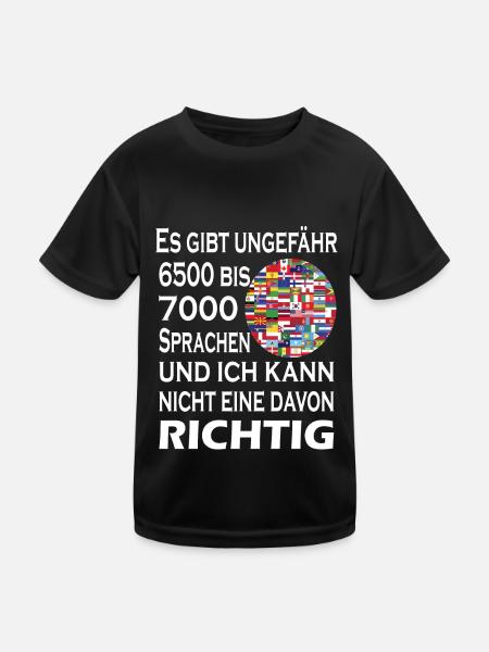 Lustiges Sprachen Shirt - Ich kann keine Sprache - Kinder Funktions-T-Shirt - Schwarz - Vorne