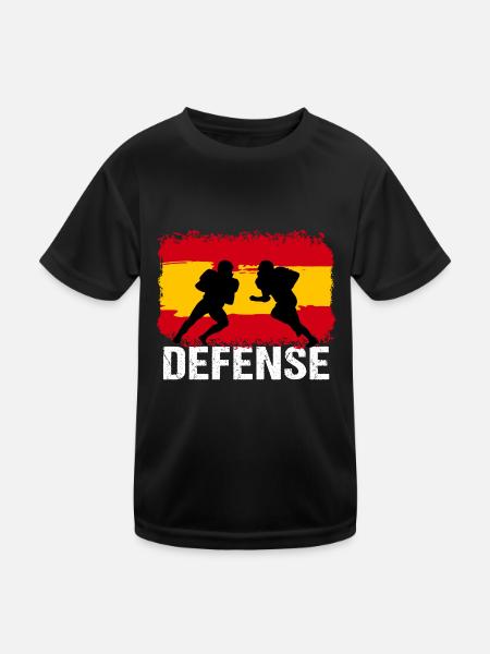 American Football Spanien Defense - Kinder Funktions-T-Shirt - Schwarz - Vorne