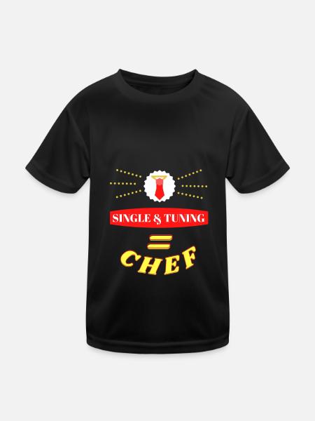 Single & Tuning = Chef - Kinder Funktions-T-Shirt - Schwarz - Vorne