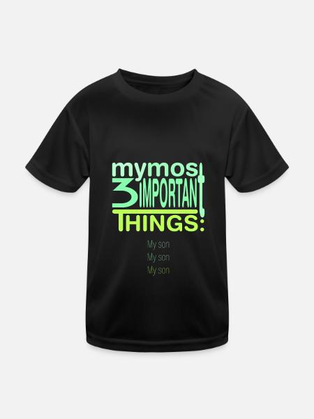 Wichtig? 3x mein Sohn - Kinder Funktions-T-Shirt - Schwarz - Vorne