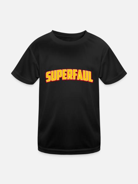Superfaul Shirt - Entspannung mit Stil - Kinder Funktions-T-Shirt - Schwarz - Vorne