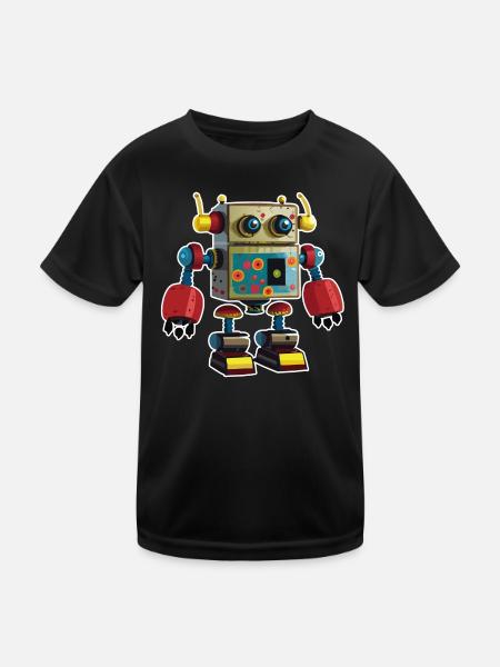 01 Robot Kid Picture Cartoon Funny - Kids Functional T-Shirt - black - Front