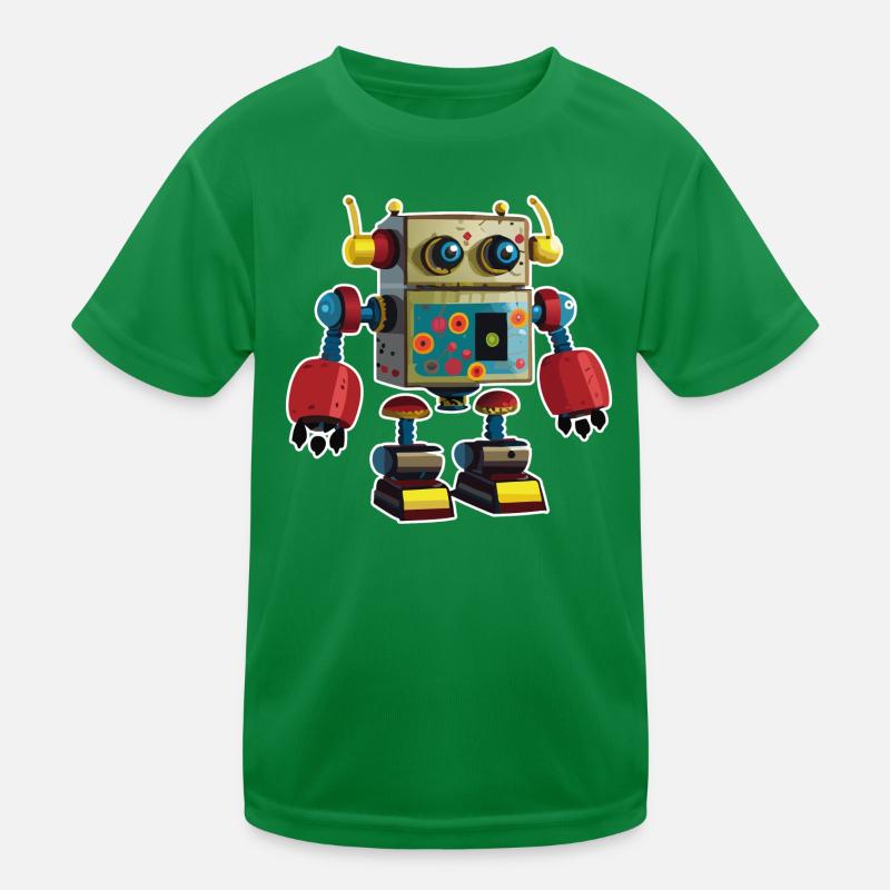 01 Roboter Kinderbild Cartoon witzig Kinder Funktions-T-Shirt
