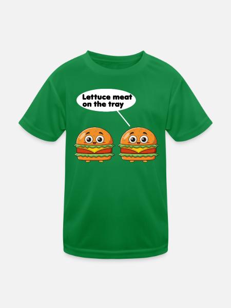 Salatfleisch auf dem Tablett lustiges Burger-Wortspiel - Kinder Funktions-T-Shirt - Kelly Green - Vorne