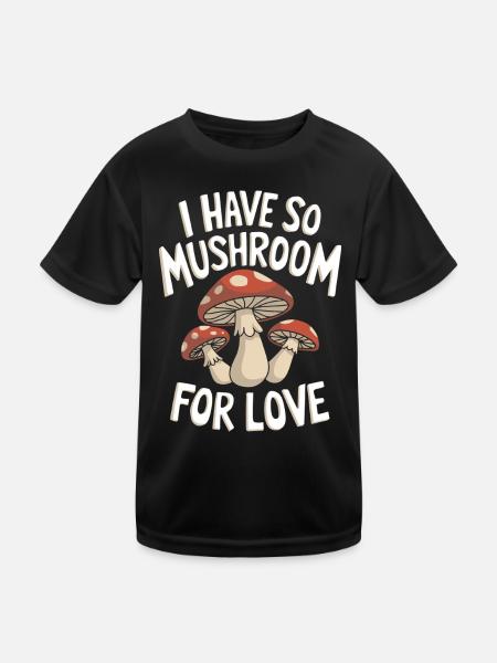 Pilz Pilze Funghi Champignon - Kinder Funktions-T-Shirt - Schwarz - Vorne
