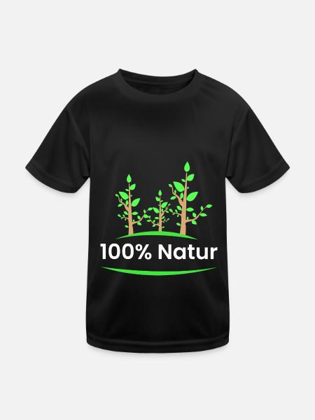 100% Natur - Kinder Funktions-T-Shirt - Schwarz - Vorne