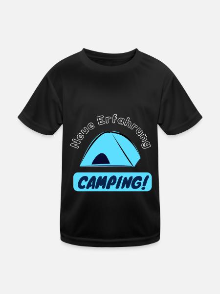 Neue Erfahrung - Camping! - Kinder Funktions-T-Shirt - Schwarz - Vorne