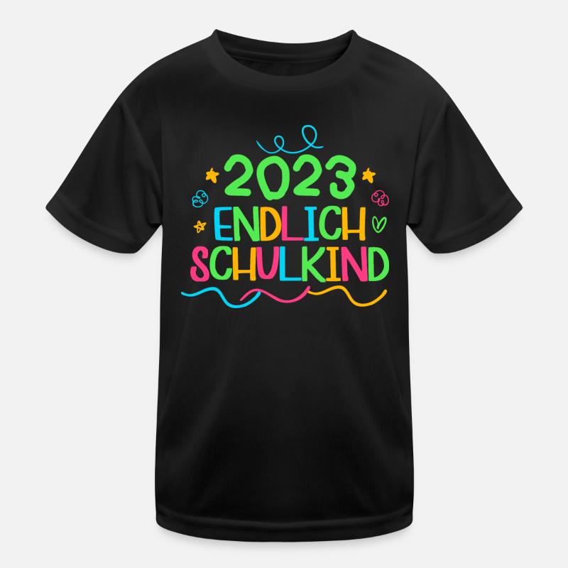 2023 endlich schulkind, Einschulung Erstklässler - Kinder Funktions-T-Shirt - Schwarz