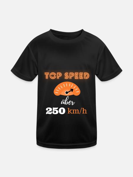 Top Speed über 250km/h - Kinder Funktions-T-Shirt - Schwarz - Vorne