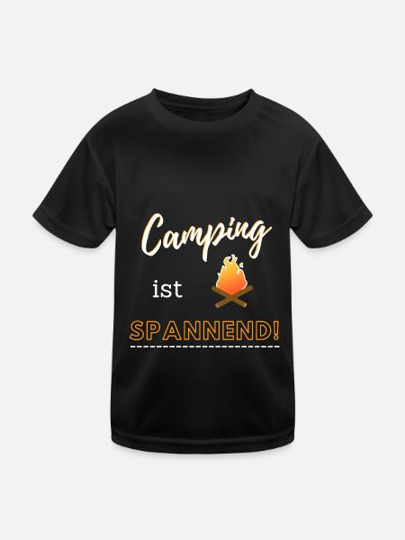Camping ist spannend! - Kinder Funktions-T-Shirt - Schwarz - Vorne