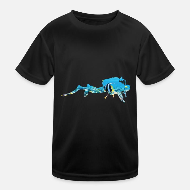 Scuba divers underwater coral reef Kids Functional T-Shirt