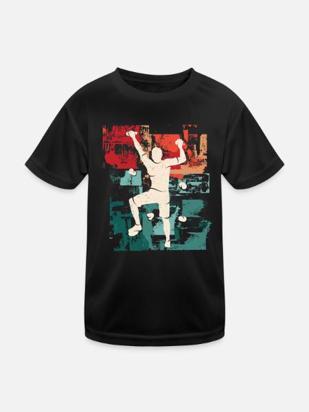 Klettern Vintage Bouldern Kletterer Climbing - Kinder Funktions-T-Shirt - Schwarz - Vorne