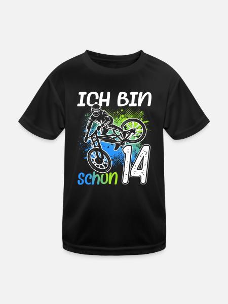 14. Geburtstag Mountain Bike 14 Jahre alt Fahrrad - Kinder Funktions-T-Shirt - Schwarz - Vorne