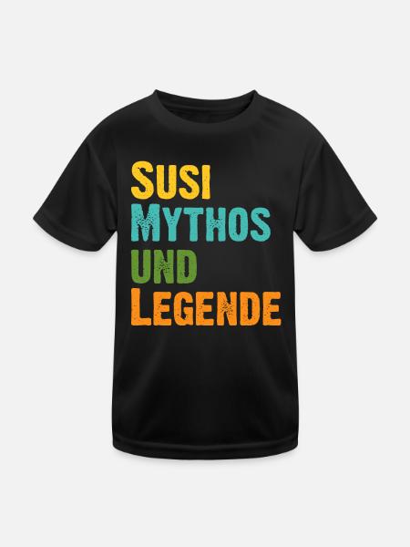 Mythos Susi die Legende Vorname Susi - Kinder Funktions-T-Shirt - Schwarz - Vorne