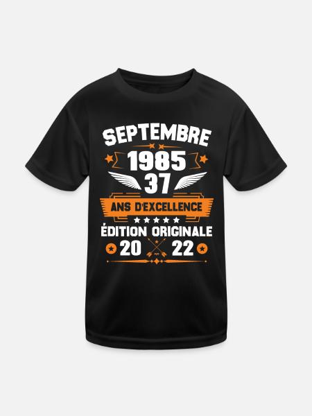 Septembre 1985 Idée cadeau d'anniversaire 37 ans - T-shirt sport Enfant - noir - Devant