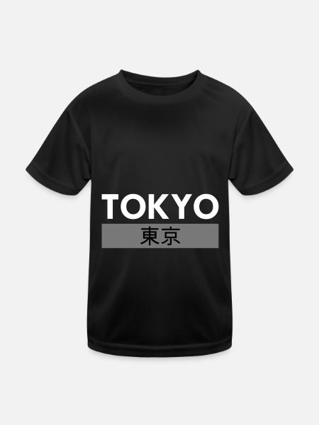 Tokyo and Tokyo in Japanese script - Kids Functional T-Shirt - black