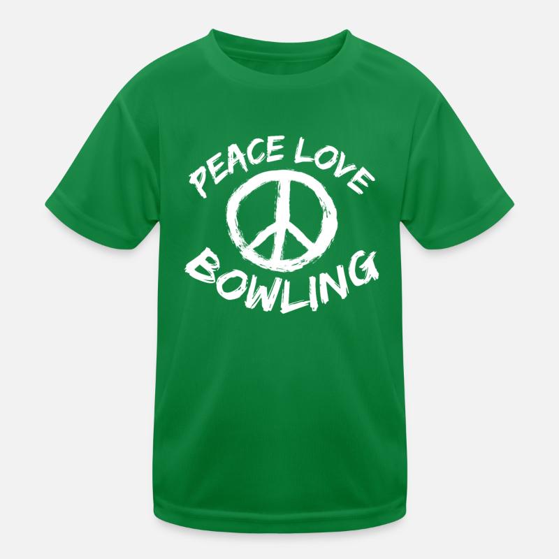Bowling Player Peace Love Bowling Gift Outfit Kids Functional T-Shirt