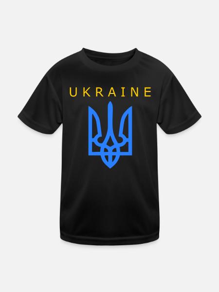 Ukraine - Kinder Funktions-T-Shirt - Schwarz - Vorne