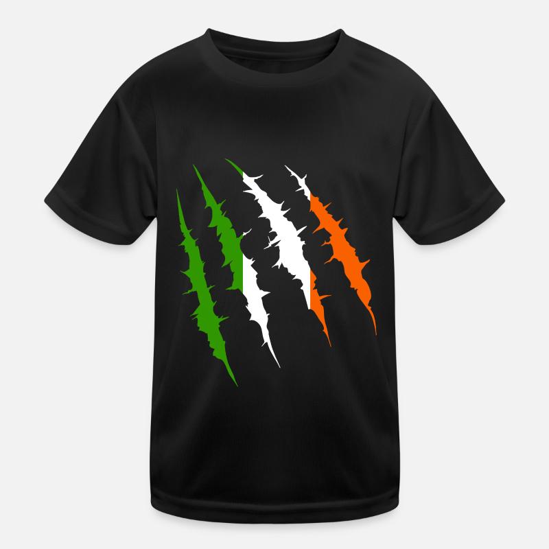 Ireland Flag Claw Track Countries Flag Team Fan Kids Functional T-Shirt
