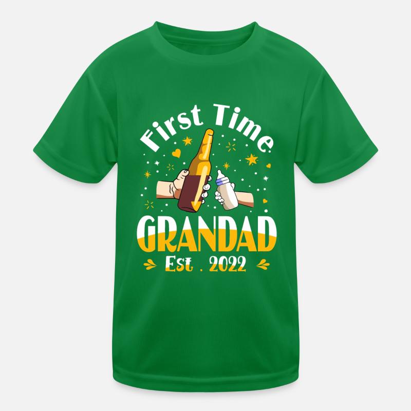 Grandad Gift First Time Grandad EST 2022 Kids Functional T-Shirt