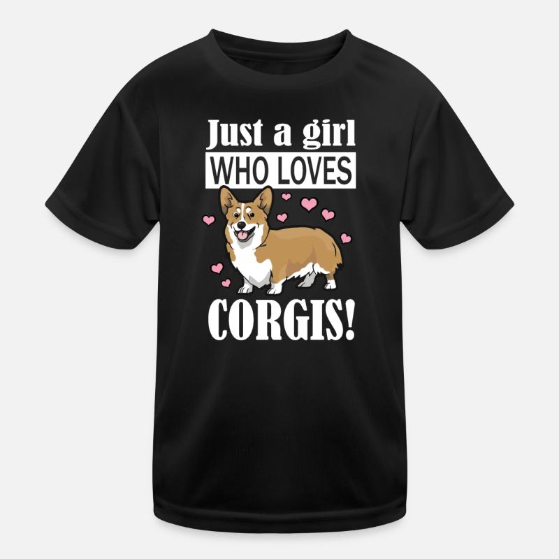 Corgi - Kinder Funktions-T-Shirt - Schwarz