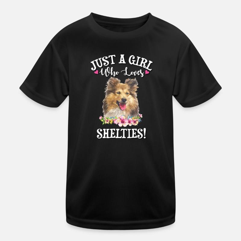 Sheltie - Kinder Funktions-T-Shirt - Schwarz