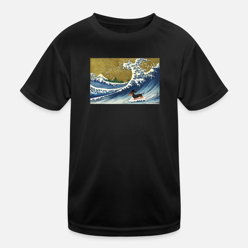 Black Dachshund Kids Functional T-Shirt