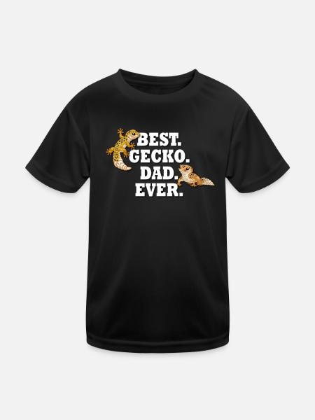Leopardgecko - Kinder Funktions-T-Shirt - Schwarz - Vorne