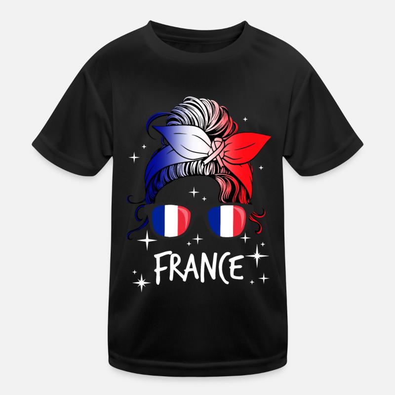 Frankreich - Kinder Funktions-T-Shirt - Schwarz