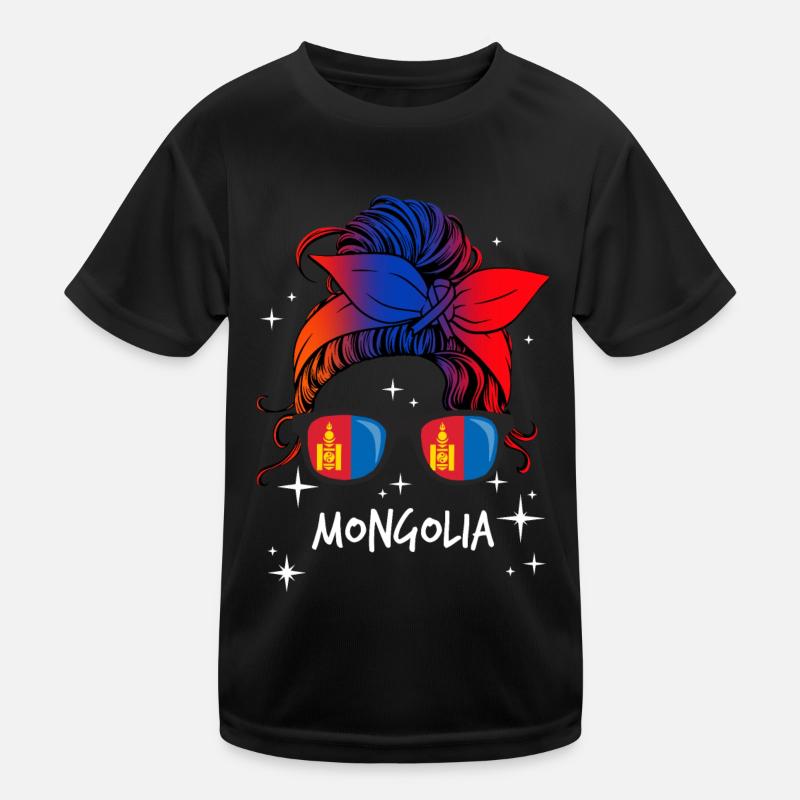 Mongolei - Kinder Funktions-T-Shirt - Schwarz