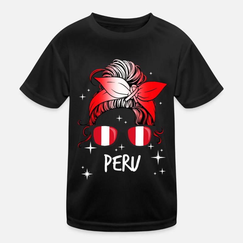 Peru - Kinder Funktions-T-Shirt - Schwarz